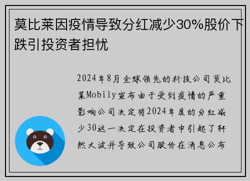 莫比莱因疫情导致分红减少30%股价下跌引投资者担忧